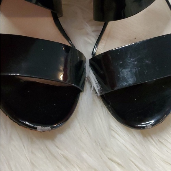 Michael Kors Joselle Open Toe Black Patent Leather Sandals Heels 7 MK shoe gold - Picture 6 of 11